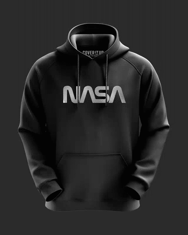 NASA Worm Silver Foil Logo Black All Season Hoodie