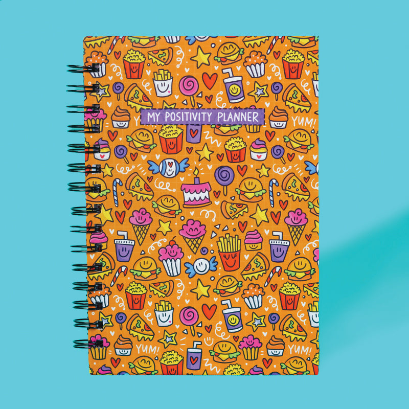 The Positivity Planner 2025 - Fun Orange Food Themed Printed Planner