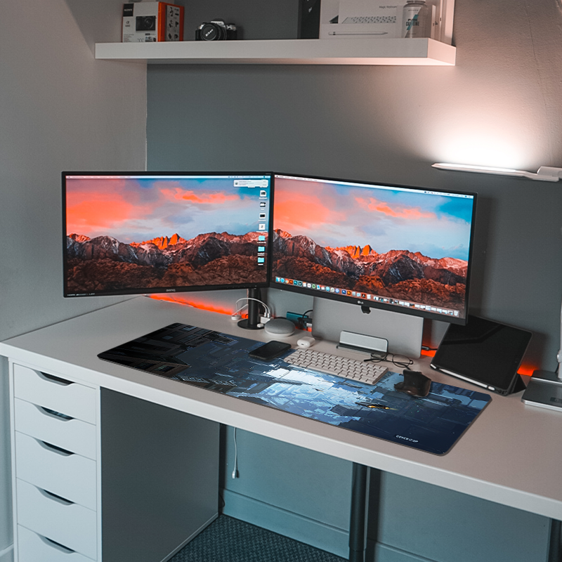 Anime Sci-fi Floating City Desk Mat and Gaming Mouse Pad