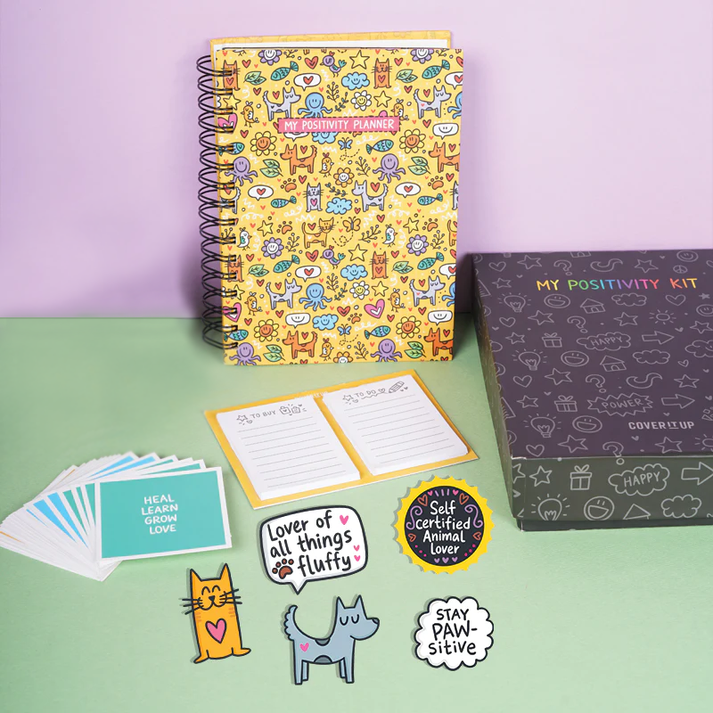 The Positivity Planner 2025 - Fun Yellow Animal Themed Printed Planner